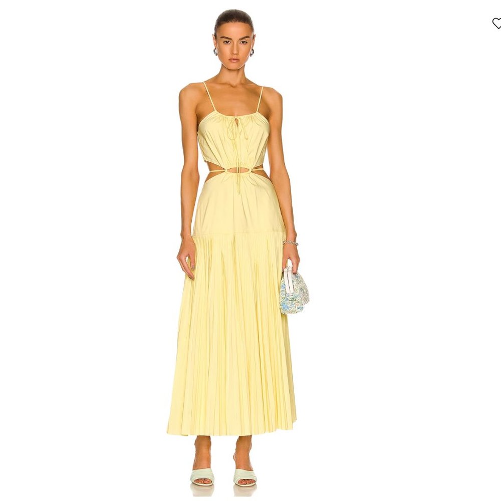 Jonathan Simkhai Rem Pleated Poplin Maxi Dress Size M